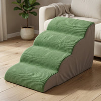 Sloped Four-Step Pet Stair Cushioned Pet Stairs with Ramp Washable Dog Steps Removable for Dogs, Senior Pets, Cats, Sofa, Bed