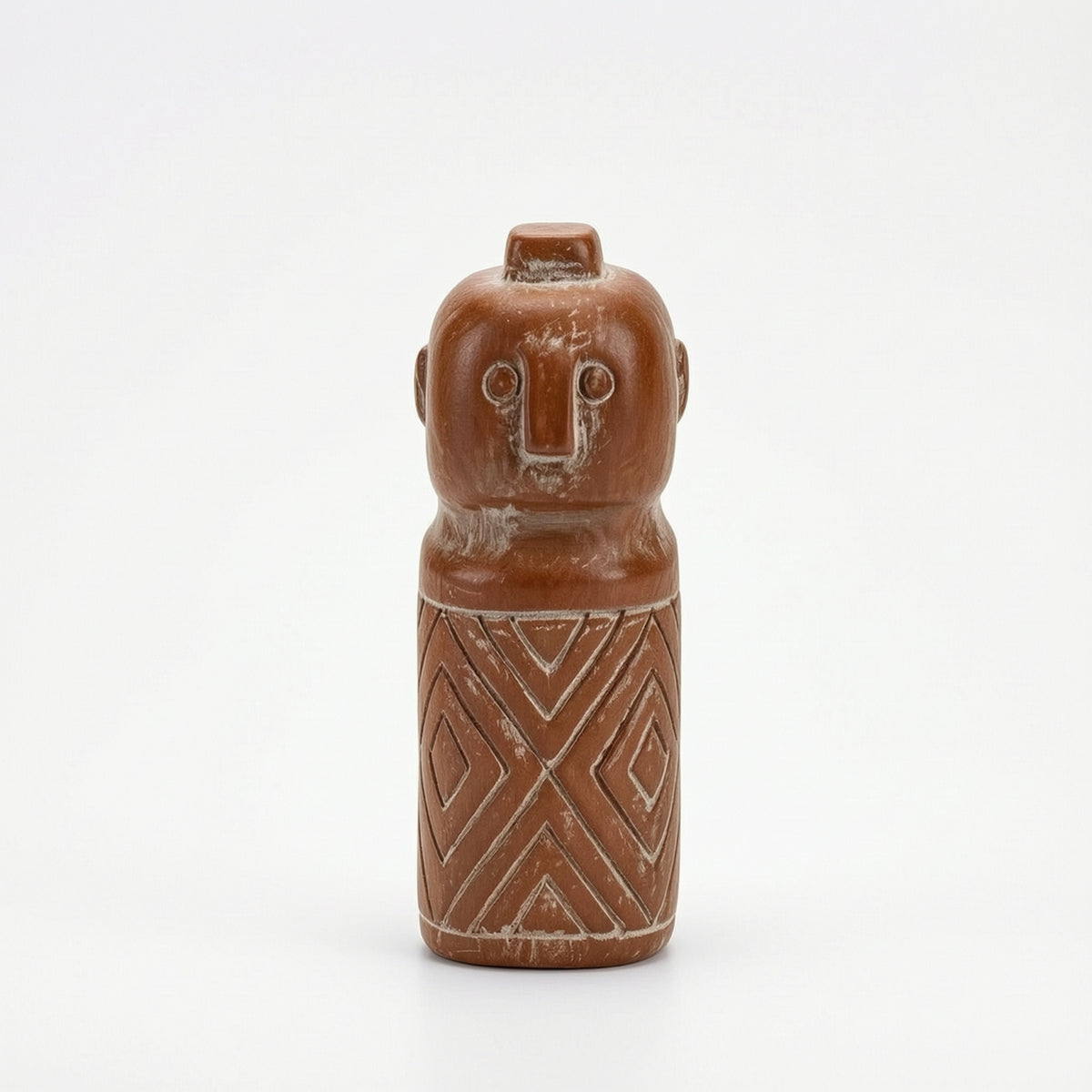 Distressed Human Bust Figurine Rustic Sculpture with Tribal Patterns Sculptural Tabletop Statue Cultural for Bookshelf, Office Desk