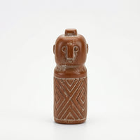 Distressed Human Bust Figurine Rustic Sculpture with Tribal Patterns Sculptural Tabletop Statue Cultural for Bookshelf, Office Desk