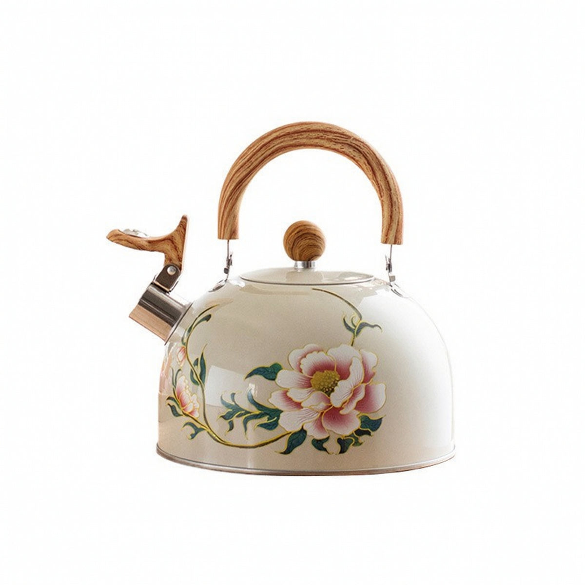 Floral Whistling Tea Kettle Retro Stovetop Whistling Kettle Loud Rust-Resistant for Families