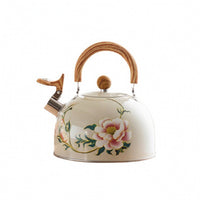 Floral Whistling Tea Kettle Retro Stovetop Whistling Kettle Loud Rust-Resistant for Families