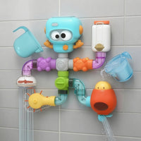 Clear Pipeline Toy with Water-Wheel Colorful Modular Bath Pipeline Safe DIY Water Pipe System Hands-on for Preschoolers
