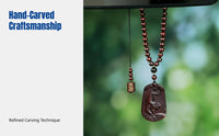 Rosewood Tiger Pendant, Zodiac Necklace, Hand-Carved Car Charm