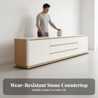 TV Stand and Coffee Table Set Formaldehyde Sintered Stone TV Cabinet Cabinet Scratch-Resistant Solid Wood Storage Cabinet Combo for Families