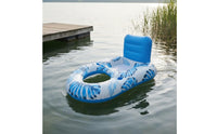 Ice Container Hole Inflatable Pool Lounger Built-in Backrest Inflatable Lounger Raft Foot Rest Floating Lounge Chair Mesh Seat for Adults