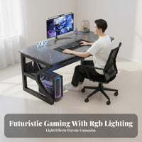 Gaming Desk Modern Design Student Desk Sturdy Metal Frame PC Gaming Table for Professionals, Teenagers, Dorm Room, Small Areas, Bedroom