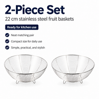 Stainless Steel Sieves and Strainers, 2 Piece Round Colander Basket with Handles, Perforated Sieve for Draining & Washing