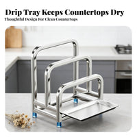 Pot Lid and Board Holder Installation Stainless Steel Countertop Organizer Multi-Functional Kitchen Rack