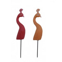 Resin Peacock Garden Stake Hand-Painted Peacock Ornament Feather Texture Bird Stake Decoration Potted Plant Display for Flower Beds, Courtyard