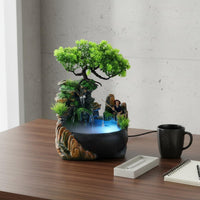 Quiet Operation Rockery Waterfall Fountain Nature Inspired Feng Shui Desktop Fountain Semi-Handmade Feng Shui Water Ornament for Meditation Practitioners, Office, Living Room, Mindfulness Studio