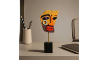Abstract Human Face Statue Hand-Painted Abstract Face Sculpture Decor Geometric for Art Lovers, Living Room, Office