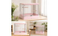 Glass Bird Cage Modern Bird Cage with Pull-out Tray Rectangular for Home Display, Indoor