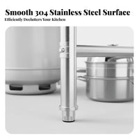 Easy to Clean Commercial Kitchen Prep Table High Load Capacity Heavy Duty Food Prep Station Stable Construction Stainless Steel Workbench Resistant for Restaurant Personnel, DIY Enthusiasts, Cafeteria, Workshop, Laundry Room, Outdoor