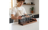 8 Pieces Portable Transparent Coffee Bean Storage Rack Freshness Lock Airtight Glass Jar Easy to Clean for Cafe