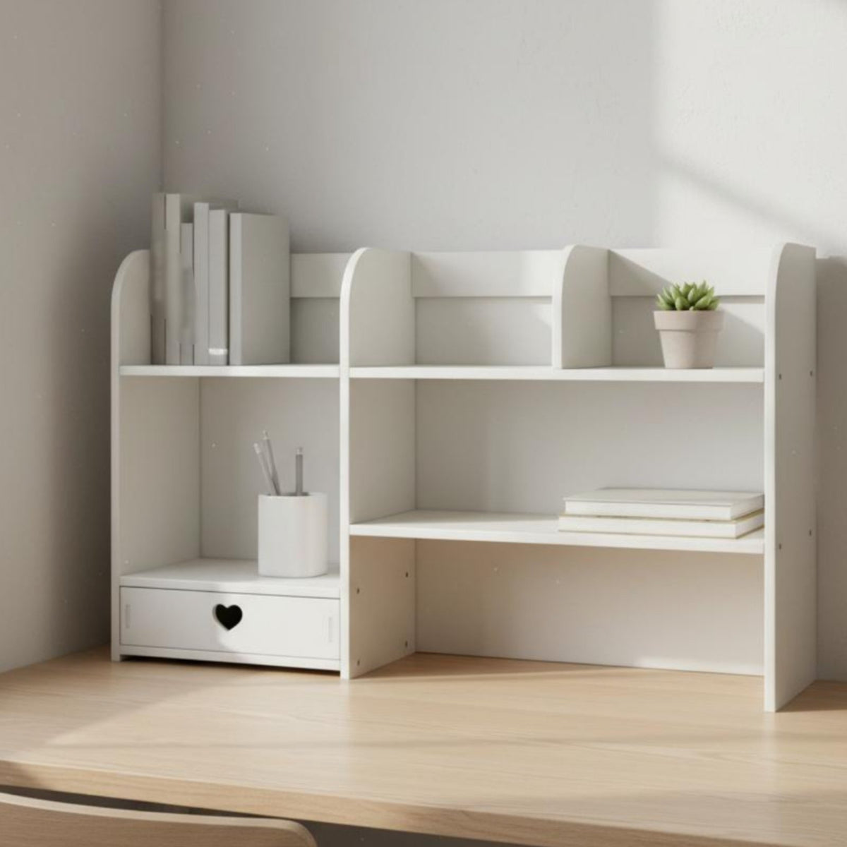 Desktop Organizer Shelf Space Saving Multi-Tier Desk Storage Rack Modern Design Desktop Bookshelf for Students, Girls, Bedroom, Dorm Room