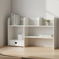 Desktop Organizer Shelf Space Saving Multi-Tier Desk Storage Rack Modern Design Desktop Bookshelf for Students, Girls, Bedroom, Dorm Room