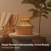 Woven Paper Rope Lampshade Aesthetic Paper Rope Lamp Shade Handmade Imitation Rattan Pendant Shade for Bedroom, Living Room, Study