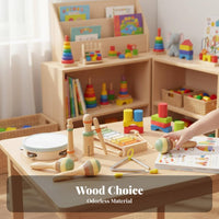 8 Pieces beginner's Wooden Rhythm collection Orff technique Inspired toddler's initial Band Box Early Education Percussion Instrument Set for Daycare Center