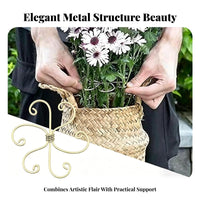 2 Pieces Reusable Anti-Tipping Plant Holder Wrought Iron Design Metal Flower Support Frame Decorative Design for Potted Plants