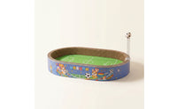 Oval Cat Scratcher with Toy Interactive Cat Scratch Bed Comfortable Corrugated Cardboard Scratcher Reversible for Kittens