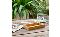 Bamboo Serving Tray Rectangular Bamboo Tray Platter Low-Profile Portable for Kitchen, Dining Room