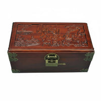 Solid Wood Wooden Jewelry Box With Lock Lockable Keepsake Box Decorative Carved Storage Chest for Bedroom