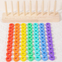 Wooden Disc Stacking Toy Wood Colorful Circle Stacker Stacking Game Sensory Play Wooden Color Sorting Toy for Young Children, Preschoolers, Daycare
