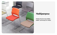 Multi-Functional Rolling Chair with Tablet Arm Mobile Casters Wheeled Chair with Writing Tablet Breathable Mesh Back Training Room Seat Space-Saving Design for Trainees, Students, Conference Attendees, Classroom, Lecture Hall, Reception Area