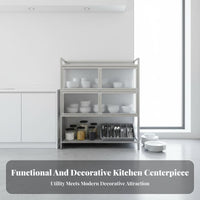 Rust-Proof Stainless Steel Kitchen Cabinet Heavy Duty Freestanding Kitchen Cupboard Large Capacity Freestanding Dish Cabinet Easy to Clean for Homeowners, Families, Renters, Dining Room, Garage, Bathroom, Office