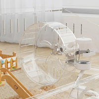 Large Hamster Cage and Acrylic Hamster Habitat with Built-in Tunnels, Modern Rectangular Indoor Transparent Viewing with Play Ball