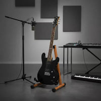 Solid Wood Portable Wooden Instrument Holder Anti-Scratch Padding Wooden Guitar Stand Triangular Instrument Stand for Guitarists