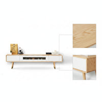 TV Cabinet Solid Wood Media Console Low-Profile TV Cabinet with Glass Doors for Living Room, Small Apartment