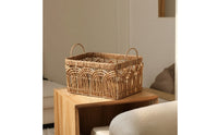 Storage Basket with Handles Rectangular Woven Organizer Basket Open-Top for Countertop