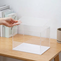 Acrylic Display Case for Models, Clear Dustproof Protection Showcase, White Base Collectible Display Cabinet