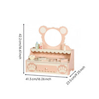 Princess-Themed Play Vanity with Mirror Decorative Pretend Dressing Table Realistic Toy Makeup Table Portable for Playroom
