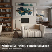 3 Pieces Faux Leather Upholstery 3-Piece Sofa and Armchair Set Sturdy Construction 3-Piece Sofa and Chair Set Modern Design Office Furniture Comfortable Cushioning for Business Owners, Interior Designers, Waiting Room, Lounge