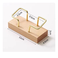 Card Holder with Wooden Base Desktop Business Card Holder Compact for Professionals