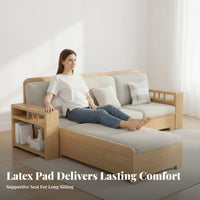 Wooden Storage Sofa Minimalist Nordic Aesthetic Ash Wood Sectional Sofa Four-Season Use L-Shaped Couch Storage Ottoman for Apartment Dwellers, Adults