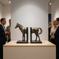 Horse Bookends Carved Resin Bookends with L-Shaped Bases Vintage Book Holders for Readers, Bookshelf