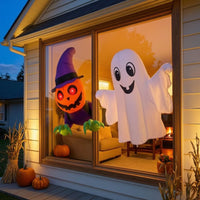 Whimsical Inflatable Ghost with Witch Hat Cute Halloween Inflatable Ghost Adorable Decoration Playful for Homeowners, Retailers, Window Display, Storefront, Indoor