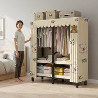 Easy Assembly Textile Storage Wardrobe Heavy Duty Foldable Wardrobe Dustproof Portable Clothes Closet Large Capacity for Renters