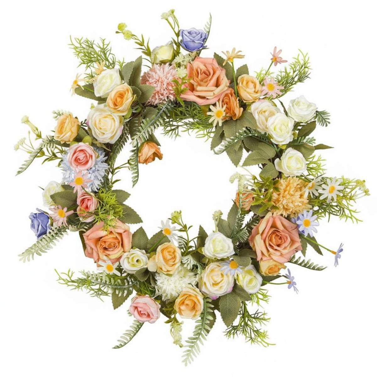 Summer Wreath No Watering Pink Rose Wreath Resistant Front Door Hanger
