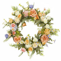 Summer Wreath No Watering Pink Rose Wreath Resistant Front Door Hanger