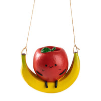 Cute Banana Planter Novelty Swinging Face Planter Small Flower Pot with Drainage Hole Decorative for Windowsill