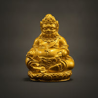 Golden Wealth Deity Statue Ornate God of Wealth Figurine Miniature Intricate for Bookshelf