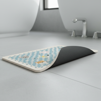 Cartoon Diatomaceous Earth Bath Mat Quick Dry Non-Slip Absorbent Floor Mat for Bathroom Shower Entrance