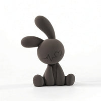 Hare Figurine with Flocked Surface Resin Sitting Hare Figurine Soft-Touch Table Ornament for Living Room, Office