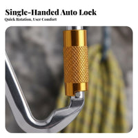 Climbing Equipment Certified 30KN D-Shaped Auto Locking Carabiner Lightweight 30KN Climbing Carabiner Anti-Rust Heavy Duty Climbing D-Loop Non-Slip Knurled Grip for Rescue Workers, Airborne Aerial Fitness Practiti Single Rs, Rappelling