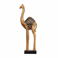 Resin Camel Figurine Southeast Asian Wooden-Style-Look Camel Decor Fine Workmanship for TV Stand, Living Room