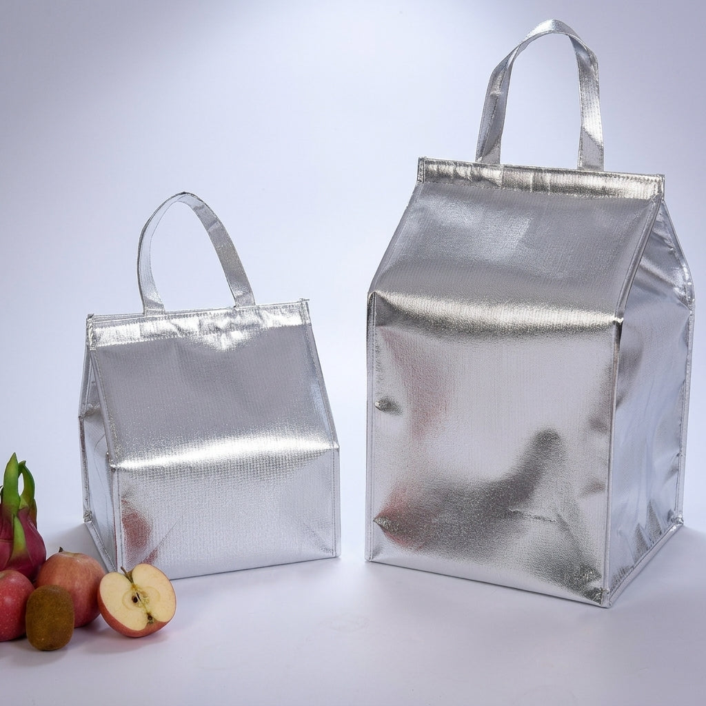 Travel Bag and Cool Bag for Food Storage, Thickened Laminated Film Picnic Bag with Hook and Loop, Large Capacity Delivery Bag, Food Bag Men